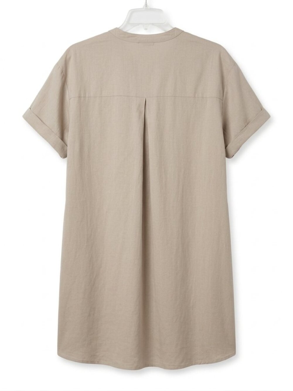 Hilary Radley Beige V-Neck Cuffed Short Sleeve Tunic Shirt Dress - XXL - Picture 3 of 9